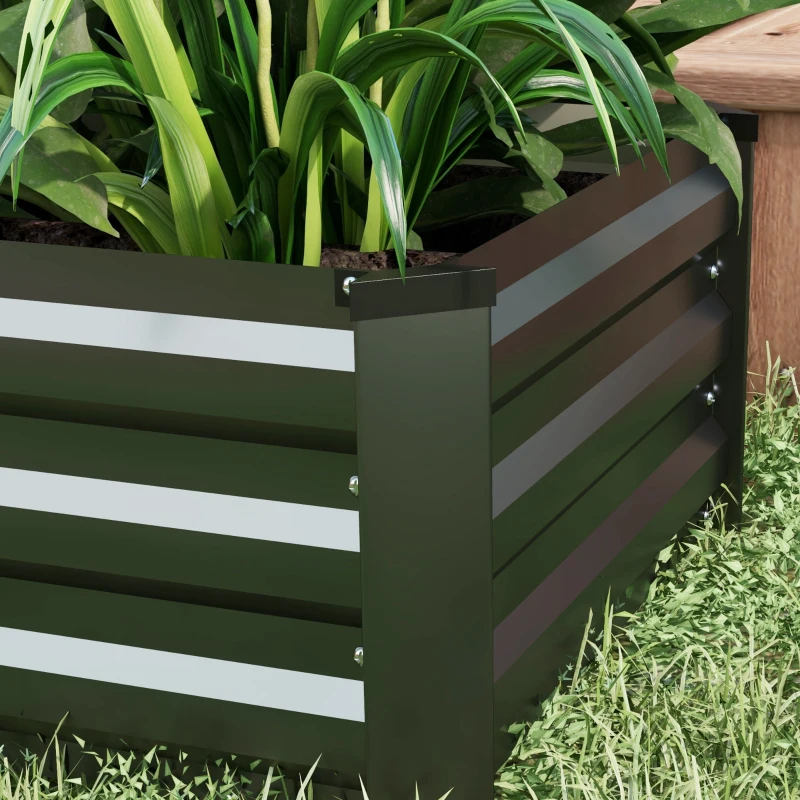 Outsunny Conjunto de 2 Caixas de Plantio de Exterior em Aço Caixas de Cultivo Retangulares para Jardim 100x60x30 cm Cinza Escuro