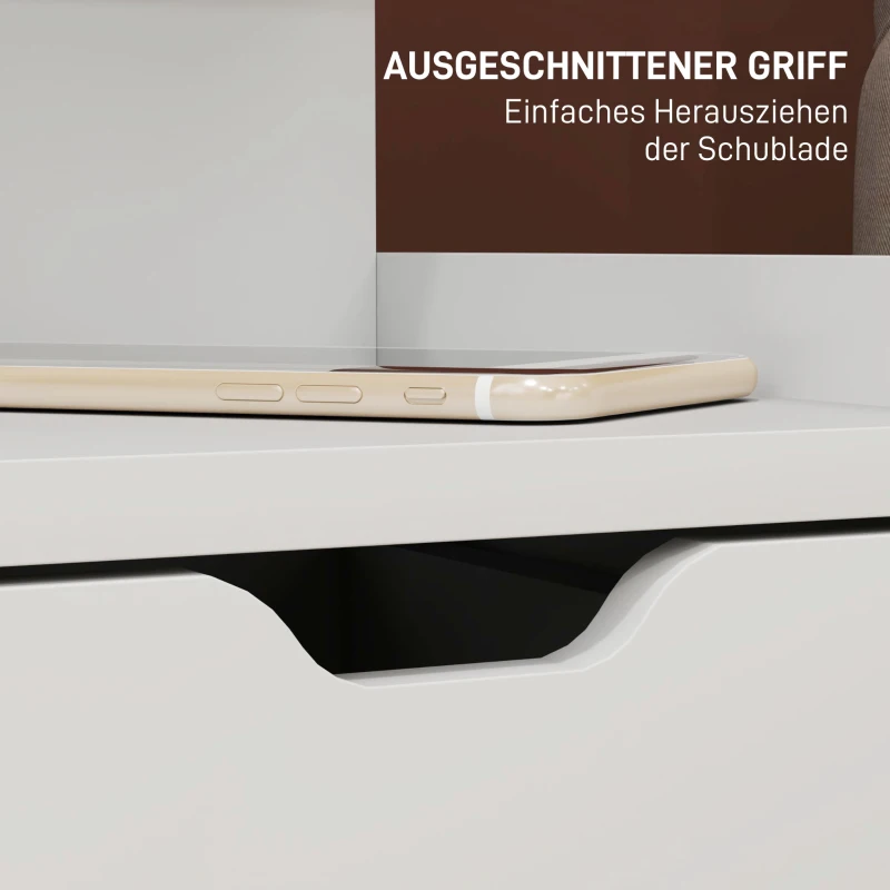 HOMCOM Nachtkastje met 2 Laden, Open Schap, 40x30x60 cm, Wit