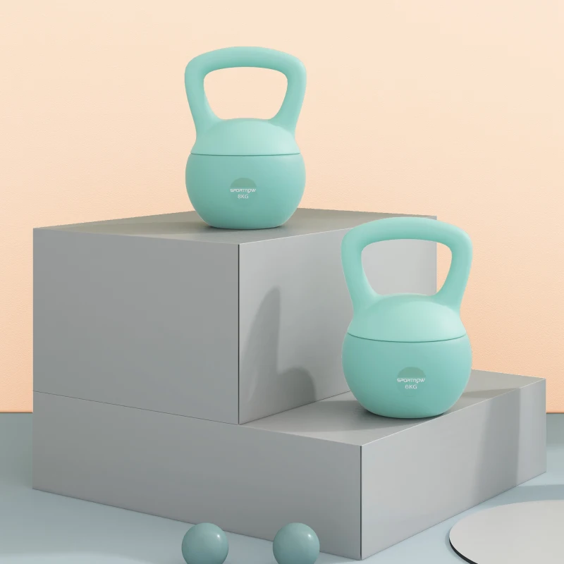 SPORTNOW Kettlebell de 6 kg Pesa Russa Preenchida de Areia Metálica e Alça Antiderrapante para Treino em Casa Ginásio 19x19x28 cm Verde