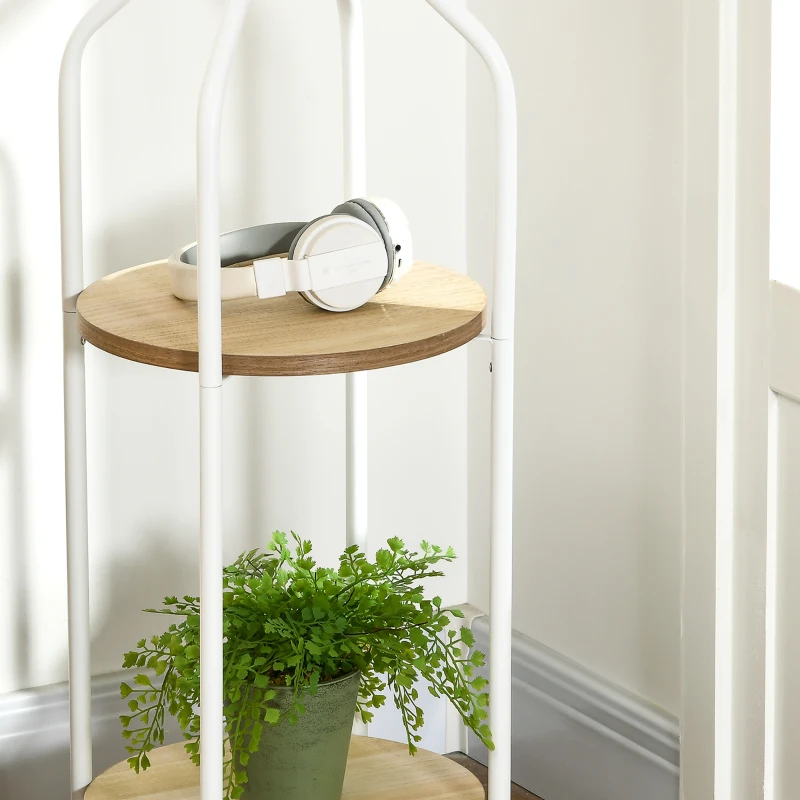 HOMCOM Cabide de Pé com 2 Prateleiras Cabide de Pé para Roupa de Metal com 8 Ganchos Ø34x181 cm Branco