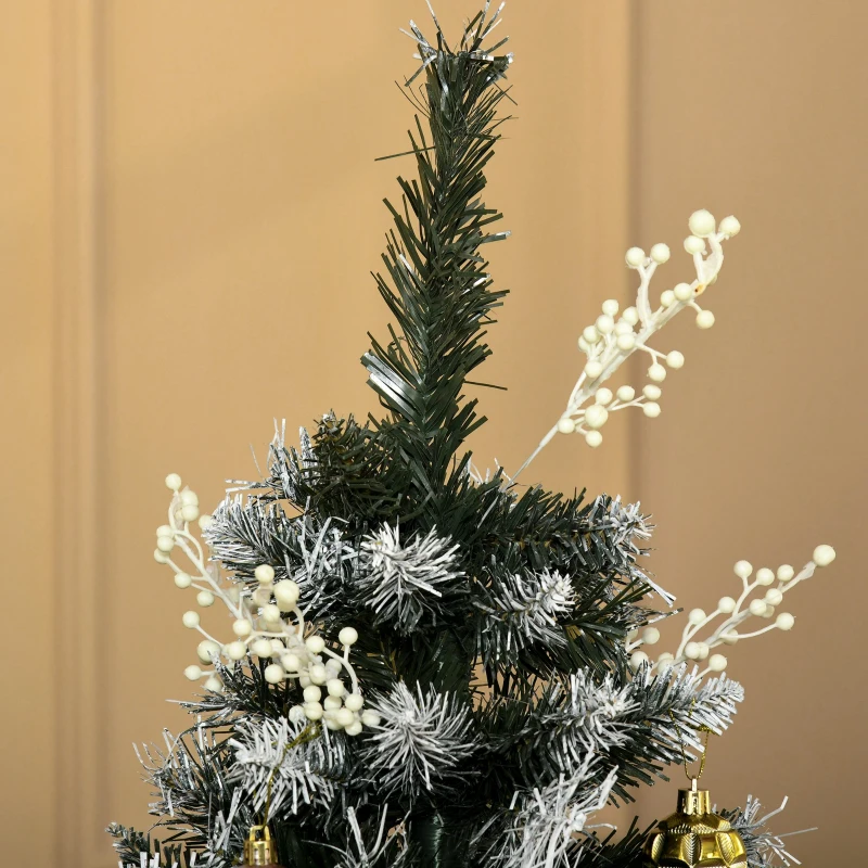 HOMCOM Árvore de Natal Automática 150 cm com 378 Ramos 41 Decorações Suporte em Aço Base Dobrável e Removível Verde