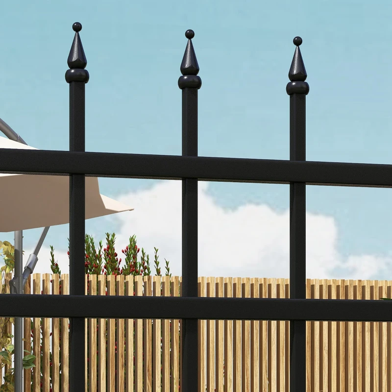 Outsunny Porta para Vedação de Jardim de Aço com Decoração de Setas Fechadura e Chaves Porta para Exterior Pátio 107x204 cm Preto