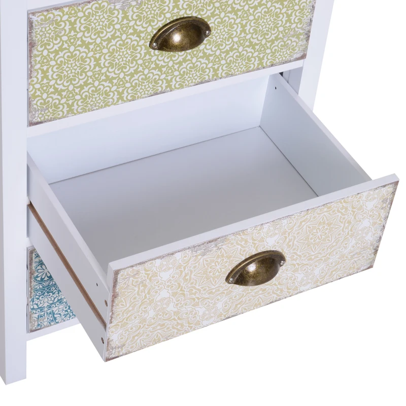 HOMCOM Cómoda de Dormitório Moderna Cómoda de Madeira com 5 Gavetas com Diferentes Padrões Móvel Cómoda 46x34x97,5 cm Multicor