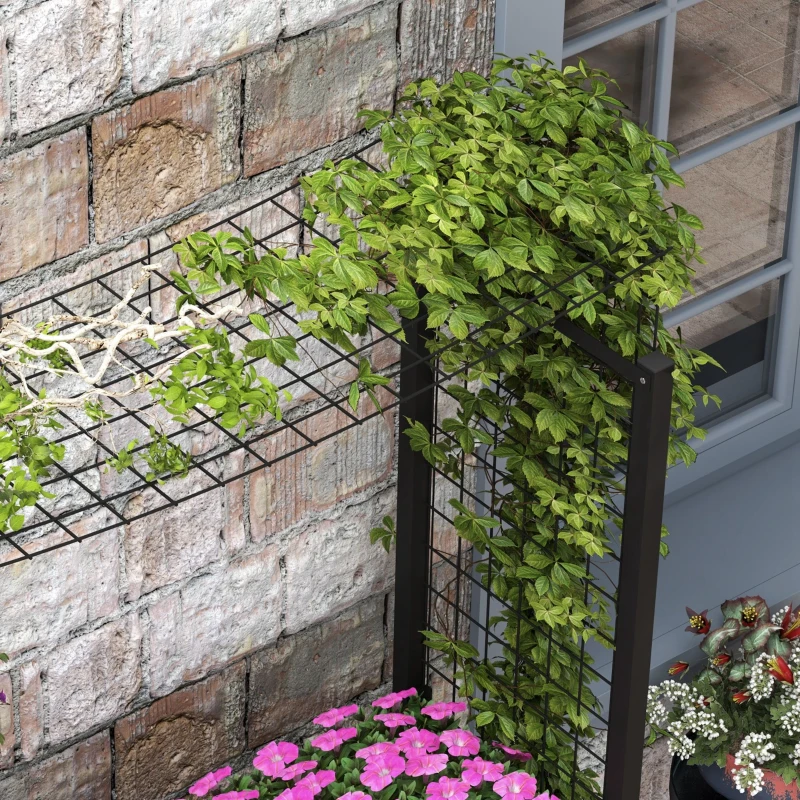 Outsunny Horta Elevada com Rodas Horta Urbana com Treliça Orifícios de Drenagem para Plantas Trepadeiras Flores 110x49x190 cm Marrom