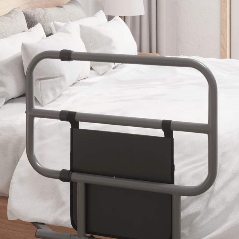 HOMCOM Grade para Cama Adulto Guarda de Segurança para Cama Dobrável com Bolso de Armazenamento 61x66x55 cm Cinza