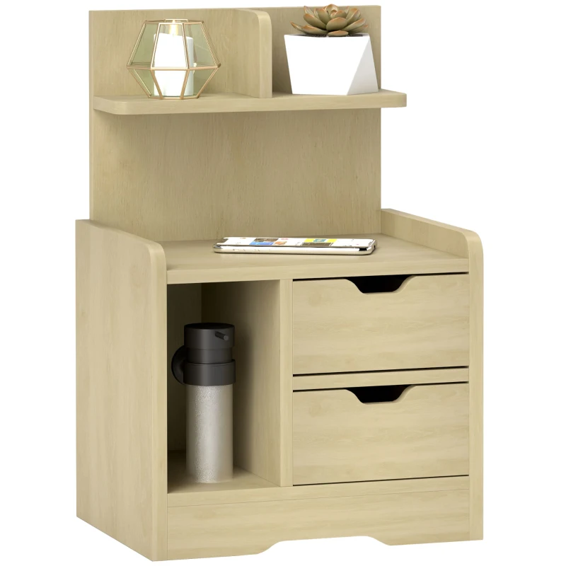 HOMCOM Nachtkastje met 2 Laden, Open Vak, 40x30x60 cm, Houtdecor(m-10)