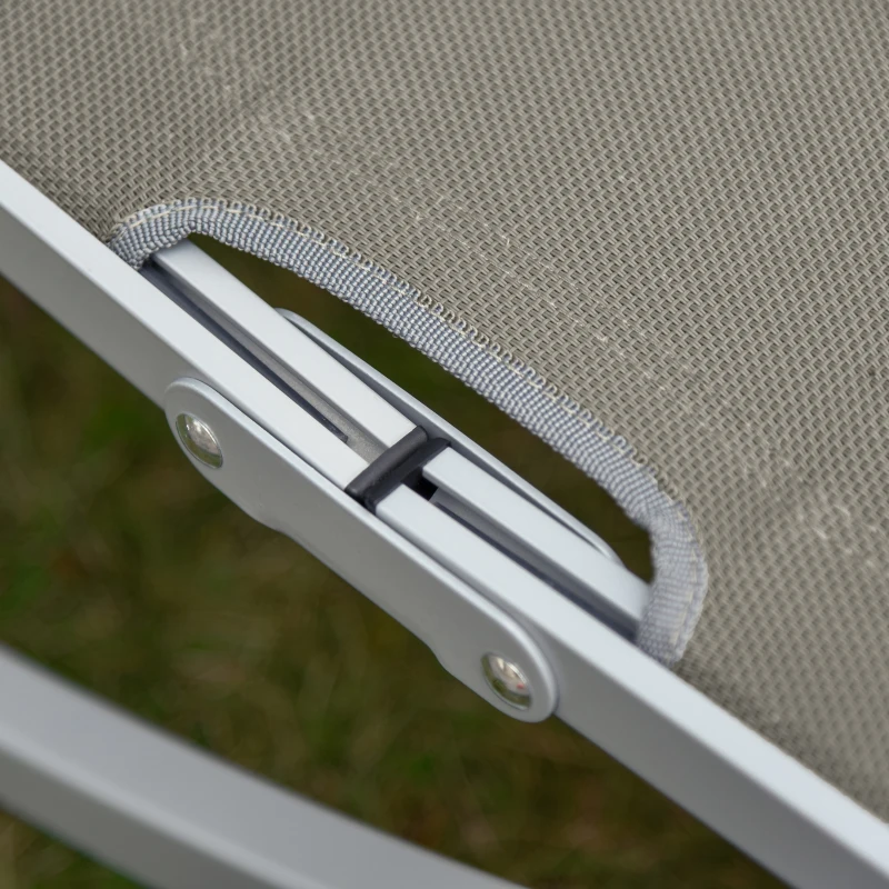 Outsunny Conjunto de 2 Espreguiçadeiras de Jardim em Forma de S com Estrutura de Aluminio e Textilene 165x61x63 cm Cinza