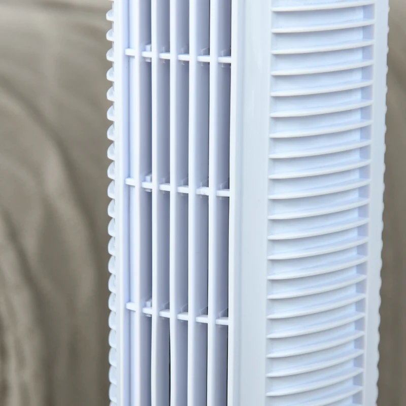 HOMCOM Ventoinha de Coluna 50W com Controlo Remoto 3 Velocidades Ecrã LCD Temporizador 7,5h e Oscilante 70° Ø20x78,5 cm Branco
