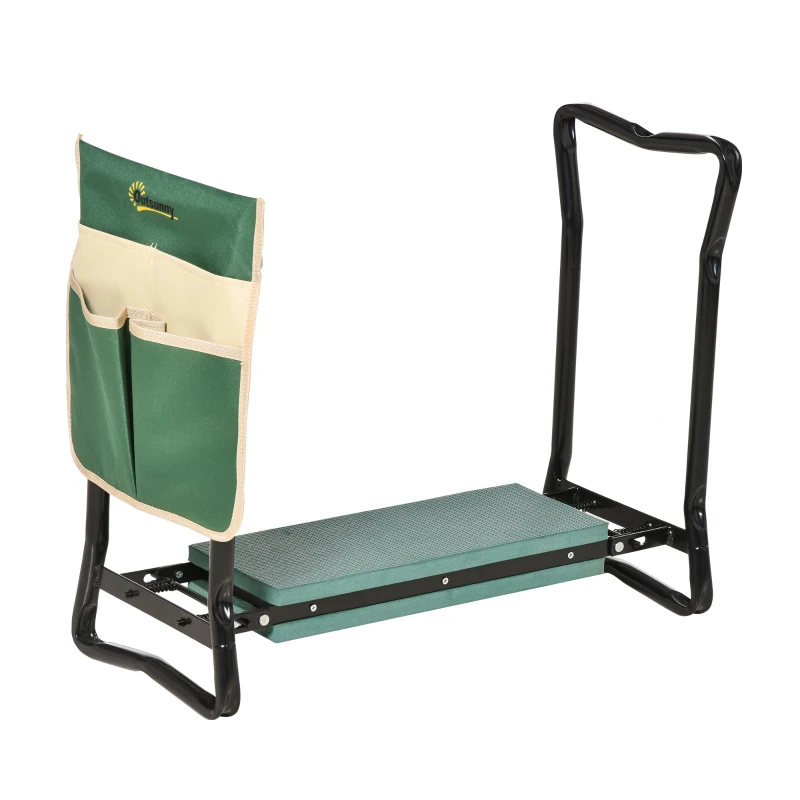 Outsunny Kniebank, Klappbarer Gartenhocker, 2-in-1, Kniehilfe, mit Werkzeugtasche, EVA-Schaumstoff, 58 x 28 x 49 cm