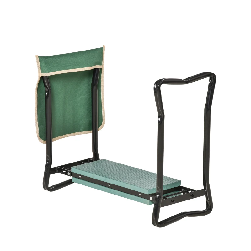 Outsunny Kniebank, Klappbarer Gartenhocker, 2-in-1, Kniehilfe, mit Werkzeugtasche, EVA-Schaumstoff, 58 x 28 x 49 cm