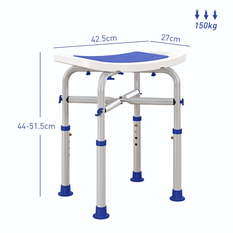 HOMCOM 44-51.5cm Aluminium Frame Shower/Bath Stool - White