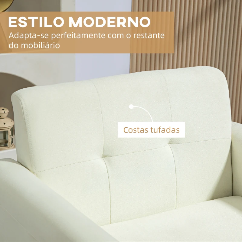 HOMCOM Poltrona Sala de Estar Moderna com Apoio para os Braços e Pés de Madeira Carga 125 kg 78x70x75 cm Creme