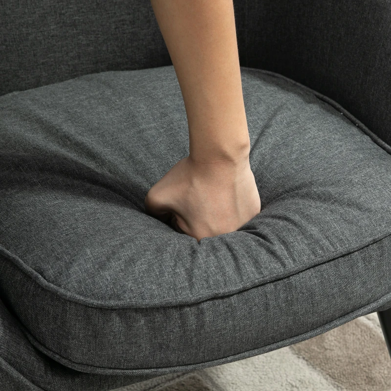 HOMCOM Loungesessel Cocktailsessel bis 150 kg, Leinen-Optik Holz Grau 71 x 65 x 75 cm