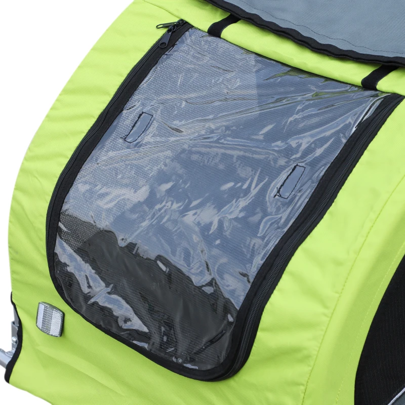 PawHut Haustieranhänger, Hundeanhänger bis 20 kg klappbar Regenschutz Reflektoren grün+grau 155 x 83 x 108cm