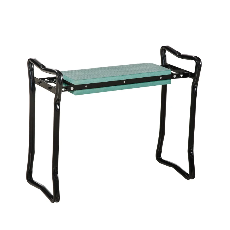 Outsunny Kniebank für Gartenarbeit Klappbarer Gartenhocker Gartenbank Kniehilfe bis 150 kg EVA-Schaumstoff Stahl Dunkelgrün 58 x 28 x 49 cm