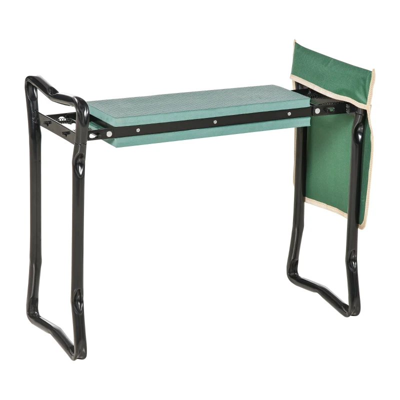 Outsunny Kniebank, Klappbarer Gartenhocker, 2-in-1, Kniehilfe, mit Werkzeugtasche, EVA-Schaumstoff, 58 x 28 x 49 cm