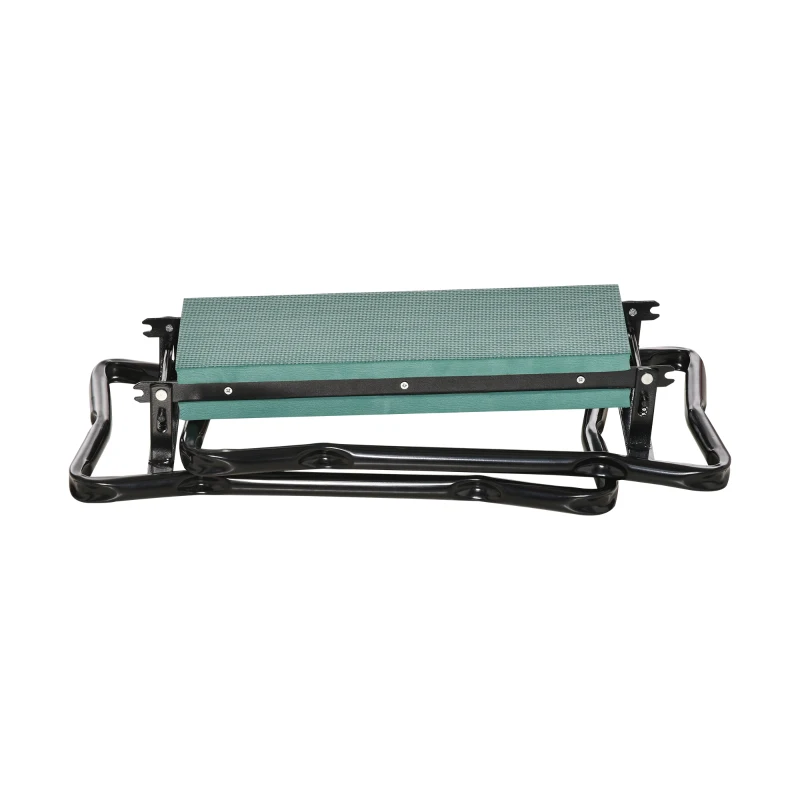 Outsunny Kniebank für Gartenarbeit Klappbarer Gartenhocker Gartenbank Kniehilfe bis 150 kg EVA-Schaumstoff Stahl Dunkelgrün 58 x 28 x 49 cm