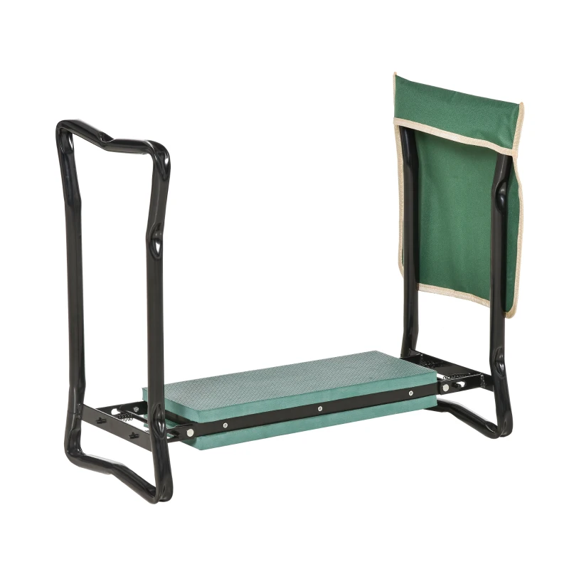 Outsunny Kniebank, Klappbarer Gartenhocker, 2-in-1, Kniehilfe, mit Werkzeugtasche, EVA-Schaumstoff, 58 x 28 x 49 cm