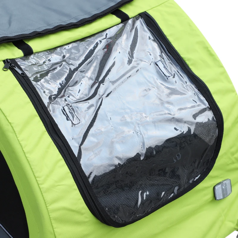 PawHut Haustieranhänger, Hundeanhänger bis 20 kg klappbar Regenschutz Reflektoren grün+grau 155 x 83 x 108cm