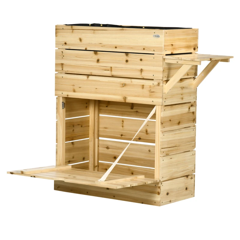 Outsunny podniesione łóżko donica pudełko na kwiaty ze stołem, szafka do ogrodu