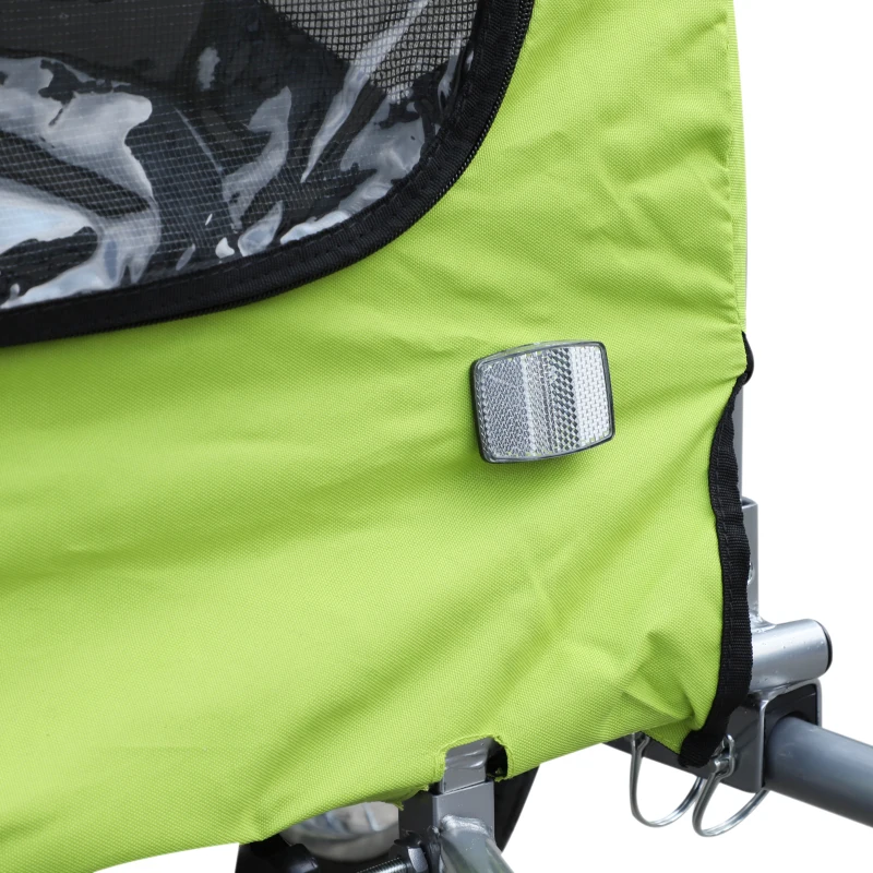 PawHut Haustieranhänger, Hundeanhänger bis 20 kg klappbar Regenschutz Reflektoren grün+grau 155 x 83 x 108cm
