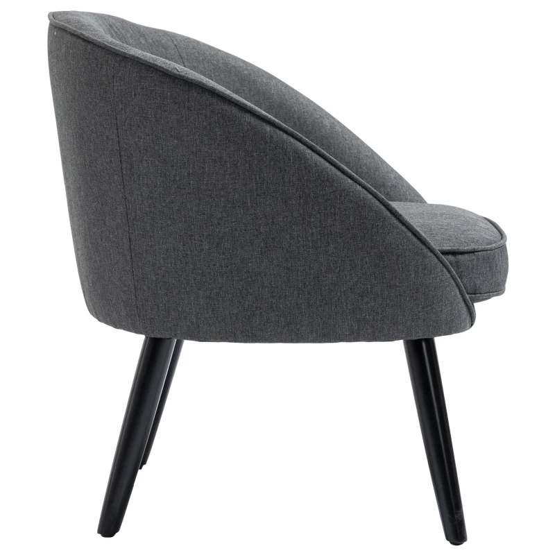 HOMCOM Loungesessel Cocktailsessel bis 150 kg, Leinen-Optik Holz Grau 71 x 65 x 75 cm