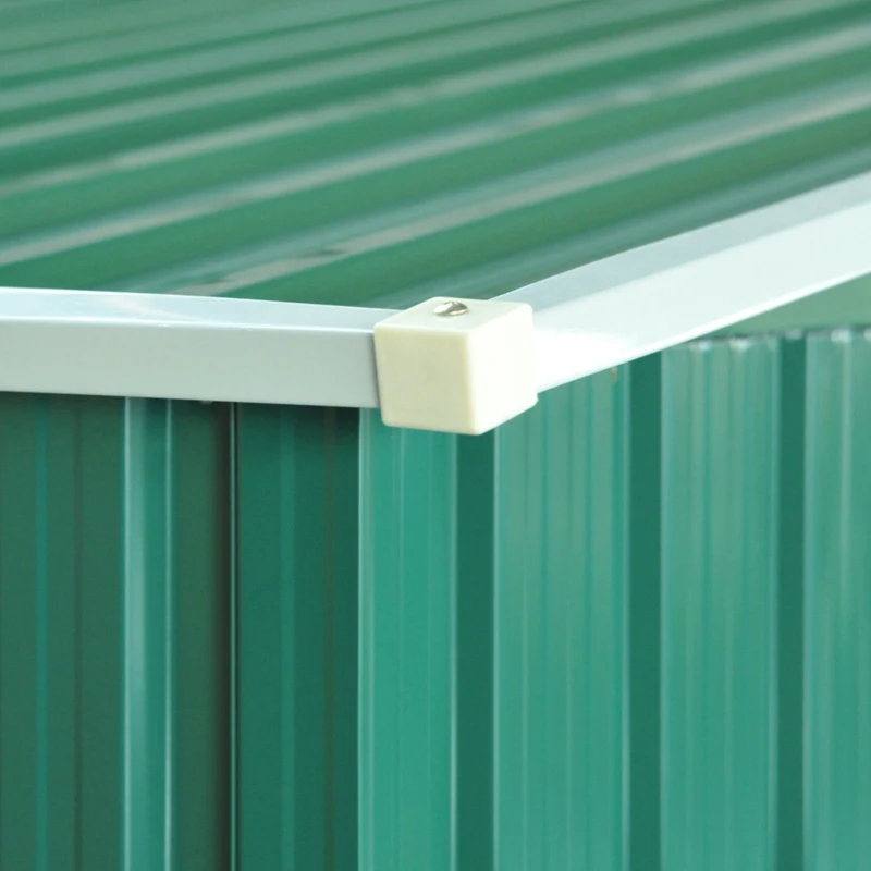 Outsunny Casetta da Giardino Porta Utensili in Lamiera di Acciaio, Capanno da Giardino in Acciaio con Base e Porte Scorrevoli, 258x206x178cm, Verde