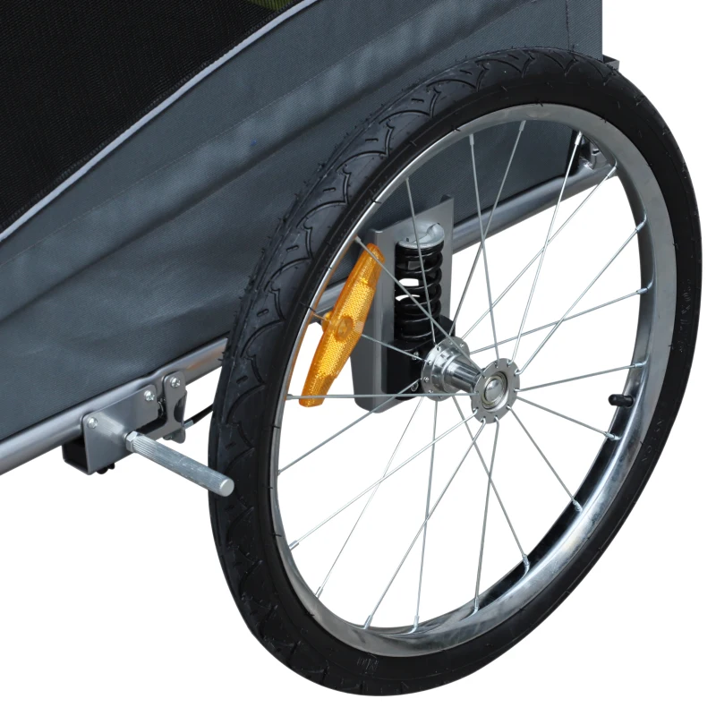 PawHut Haustieranhänger, Hundeanhänger bis 20 kg klappbar Regenschutz Reflektoren grün+grau 155 x 83 x 108cm