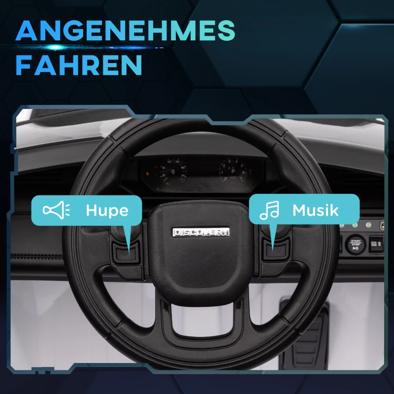 AIYAPLAY Elektryczny samochód dla dzieci, 12V pojazd dziecięcy z pilotem, oświetleniem LED, muzyką i klaksonem, 3-6 lat, Biały