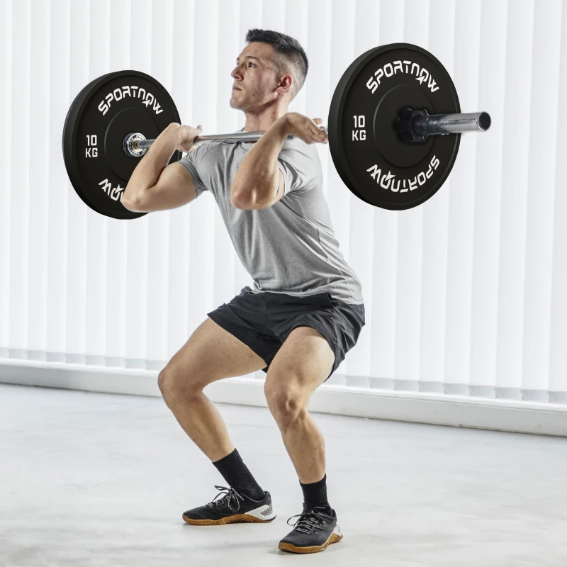 SPORTNOW Set Halterschijven, 2 x 10 kg, Olympische Standaard, Rubber, Geluidsarm, Zwart