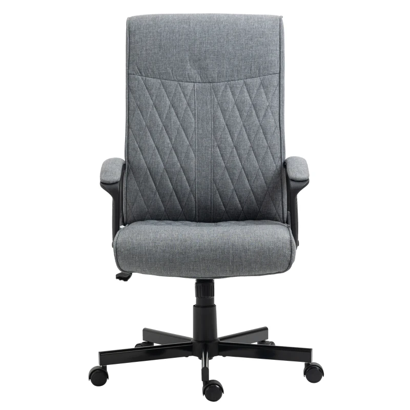 Krzesło biurowe Vinsetto z funkcją kołysania, ergonomiczne krzesło do biurka, regulowany fotel komputerowy, obrotowy fotel do pracy w biurze, kolor ciemnoszary