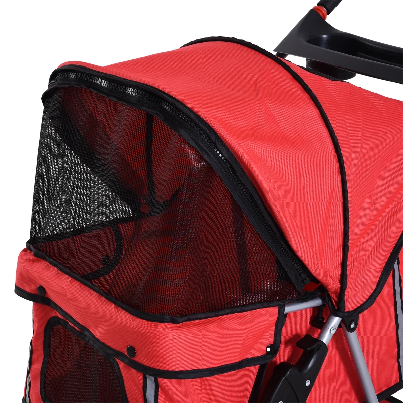 PawHut Hundewagen Hundetrolley bis 10 kg Klappbar mit Becherhalter Sonnendach Rot