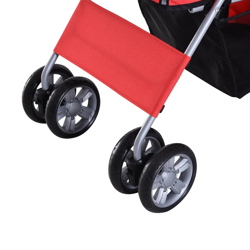 PawHut Hundewagen Hundetrolley bis 10 kg Klappbar mit Becherhalter Sonnendach Rot