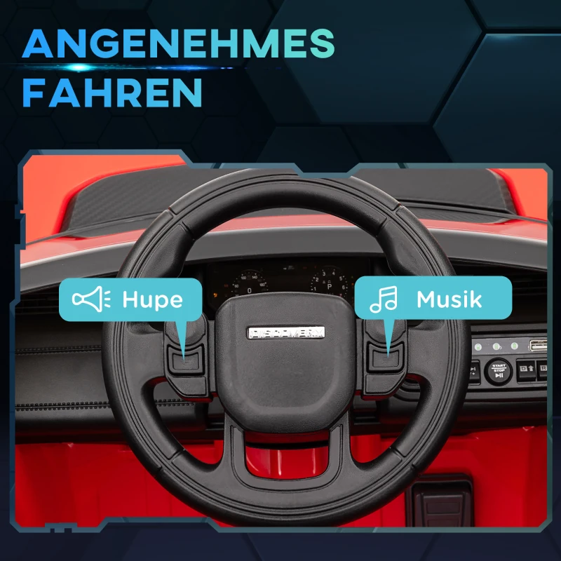 AIYAPLAY Samochód elektryczny dla dzieci, 12V pojazd dziecięcy z pilotem, LED, muzyką i klaksonem, 3-6 lat, Czerwony