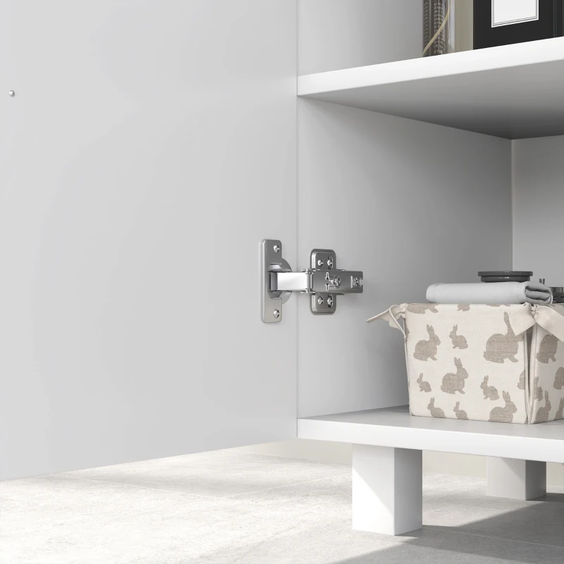 HOMCOM Mobilier Sub Chiuvetă pentru Baie cu 2 Uși, Raft Central, Mâner și Picioare Antiderapante, 60x35x60 cm, Alb Lucios(m-9)