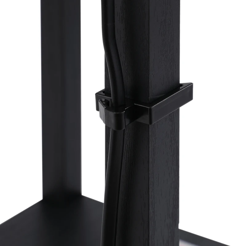 HOMCOM Lampa stojąca z półkami oświetlenie wewnętrzne e27 do 40w drewno czarna 26 x 26 x 160 cm