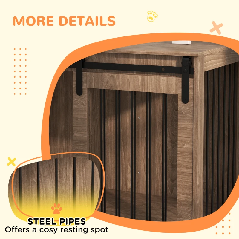 PawHut Klatka dla Psów, Zamykana, Wygląd Drewna, Rustykalny Design, 98 cm x 58 cm x 67 cm, Orzech + Czarny