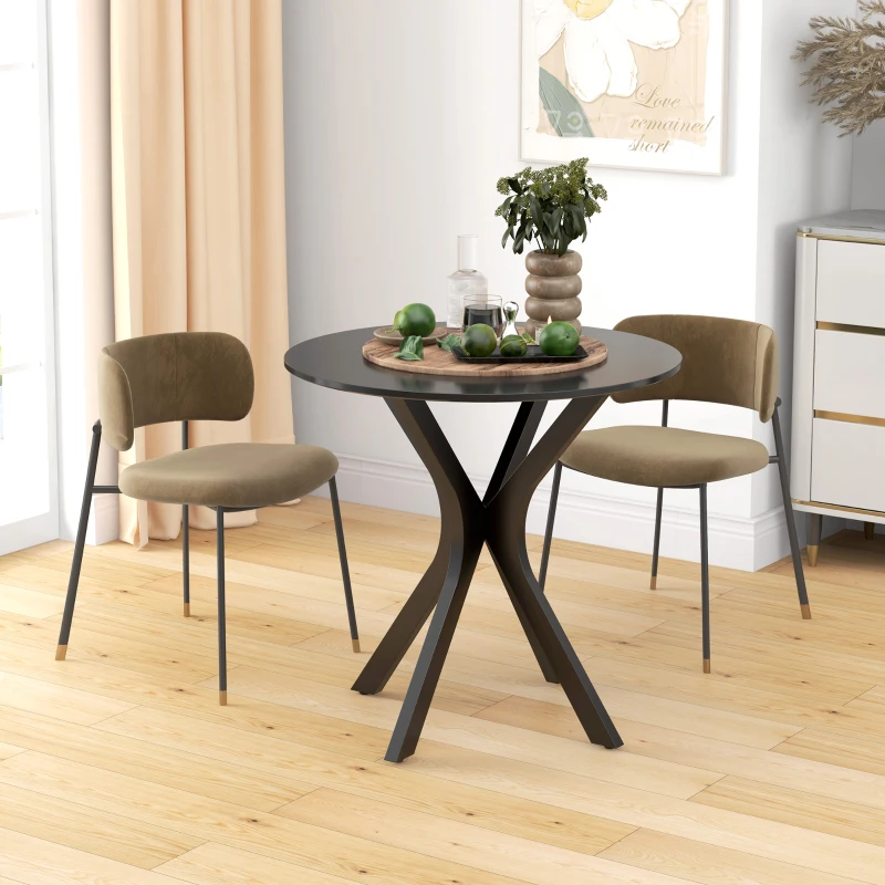 HOMCOM Stół okrągły, nowoczesny stół kuchenny, stół jadalniany, stolik kawowy z podstawą ze stali Spider, stolik barowy dla 2 osób, Ø78 x 75 cm, czarny.