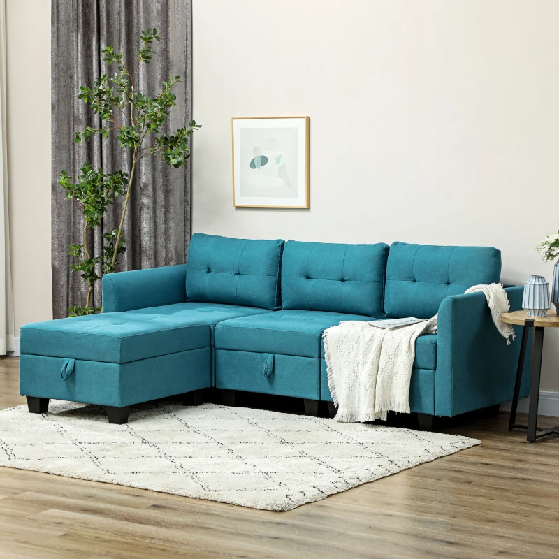 HOMCOM 'L' Shape Modular Sofa, with Storage - Light Blue