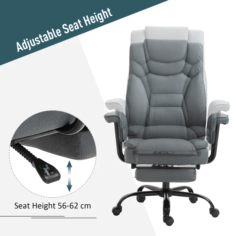 Krzesło biurowe Vinsetto fotel biurowy krzesło komputerowe z regulacją wysokości i podnóżkiem 360° PU 68 x 80 x 120–126 cm