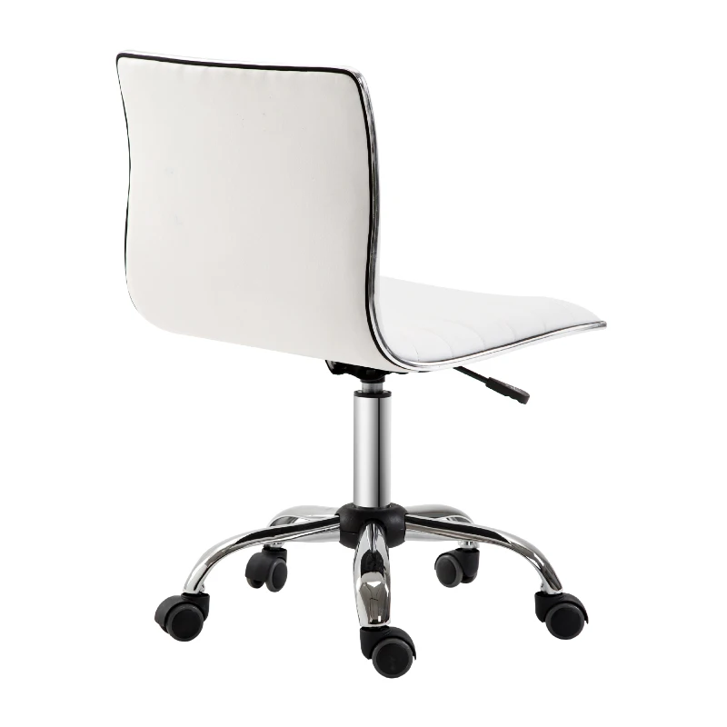 HOMCOM Friseurstuhl, Salonstuhl mit Rückenlehne, Höhenverstellbar, Stahl PU, Weiß, 48 x 52 x 78-90 cm