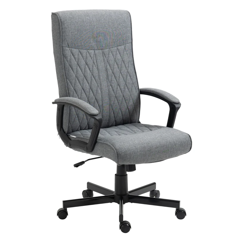 Krzesło biurowe Vinsetto z funkcją kołysania, ergonomiczne krzesło do biurka, regulowany fotel komputerowy, obrotowy fotel do pracy w biurze, kolor ciemnoszary