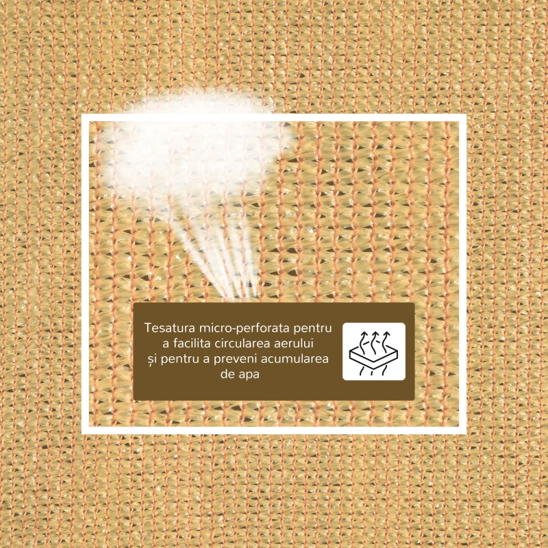 Outsunny Cort Parasolar Dreptunghiular Protecție Raze UV din PE, Culoarea nisipului, 4x6m