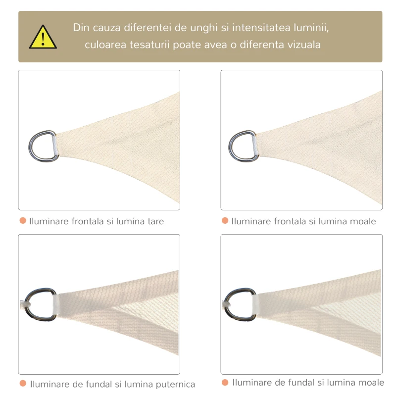 Outsunny Acoperis Perdea tip Velier Parasolar Dreptunghiular Potectie Raze UV din PE Crem, 4x6m