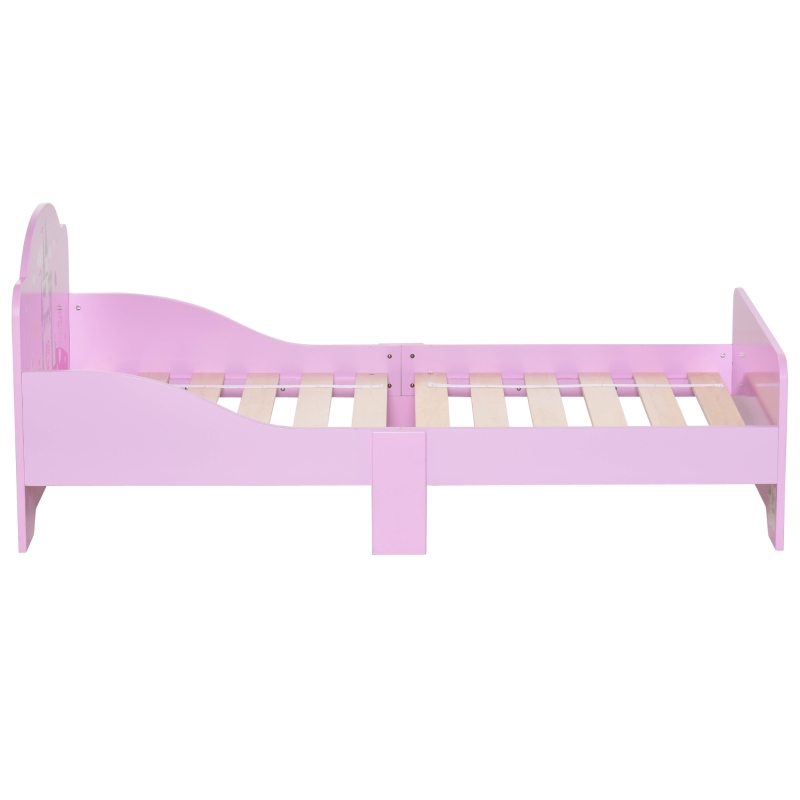 HOMCOM Cama Infantil acima de 3 Anos Cama para Crianças de Madeira com Barreira de Proteção Carga Máx. 50kg 143x73x60cm Rosa
