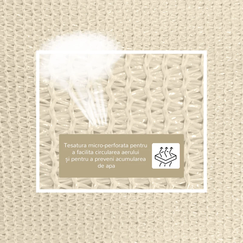 Outsunny Acoperis Perdea tip Velier Parasolar Dreptunghiular Potectie Raze UV din PE Crem, 4x6m