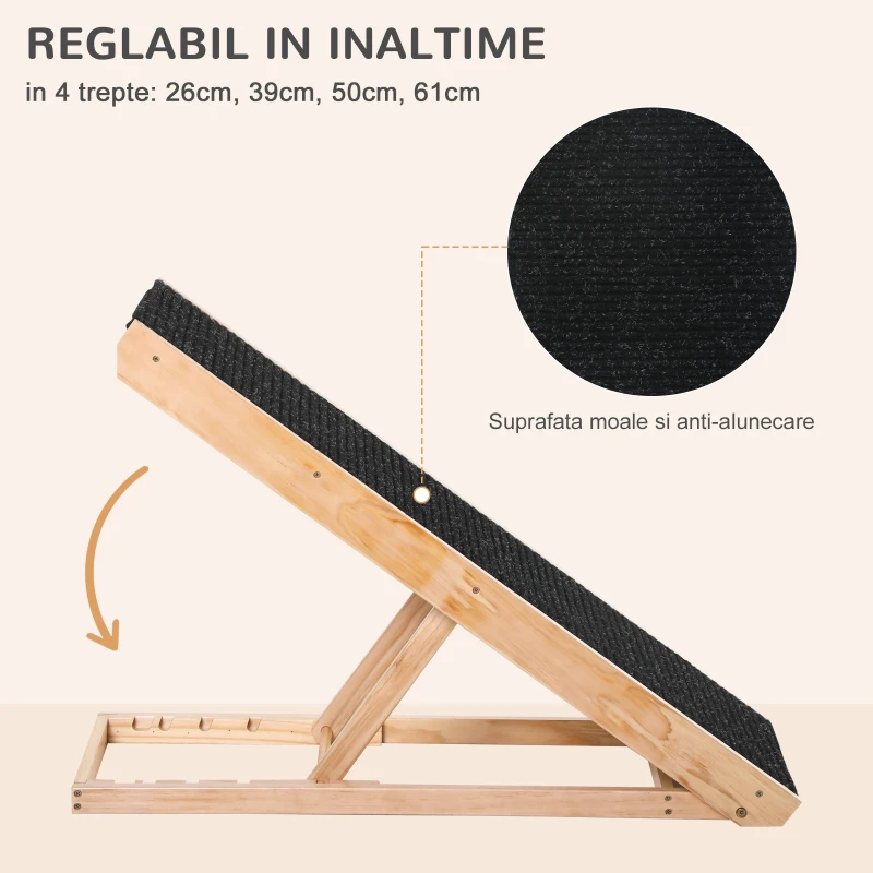 PawHut Rampă Pliabilă pentru Animale, 90x40x61cm, Negru