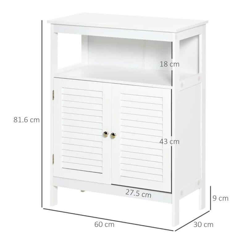 Kleankin Dulap pentru Baie Impermeabil cu 2 Rafturi si Dulapior MDF Alb(m-3)