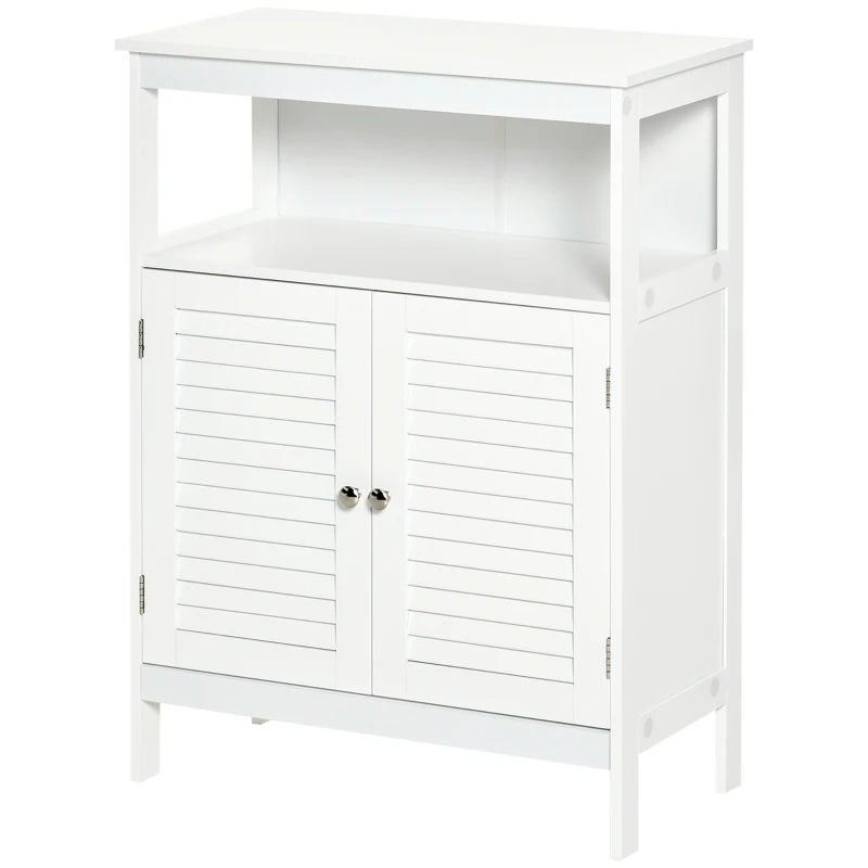 Kleankin Dulap pentru Baie Impermeabil cu 2 Rafturi si Dulapior MDF Alb(m-13)