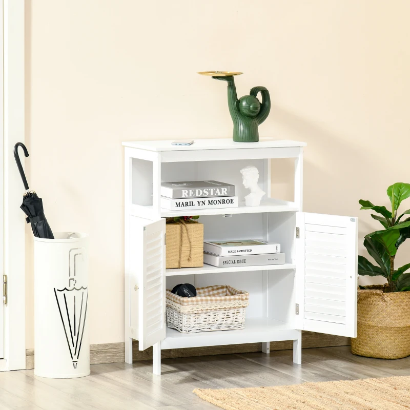 Kleankin Dulap pentru Baie Impermeabil cu 2 Rafturi si Dulapior MDF Alb(m-7)